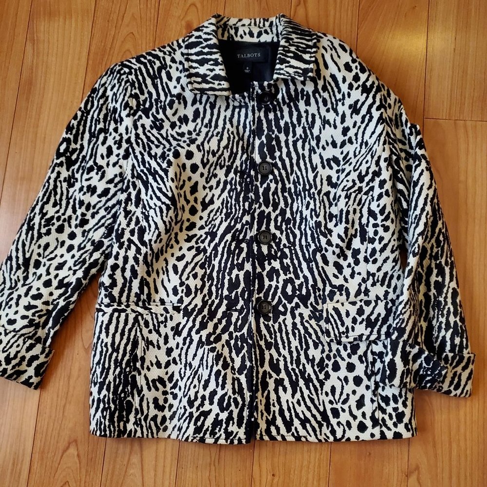 Talbots size 8 black and white spring jacket